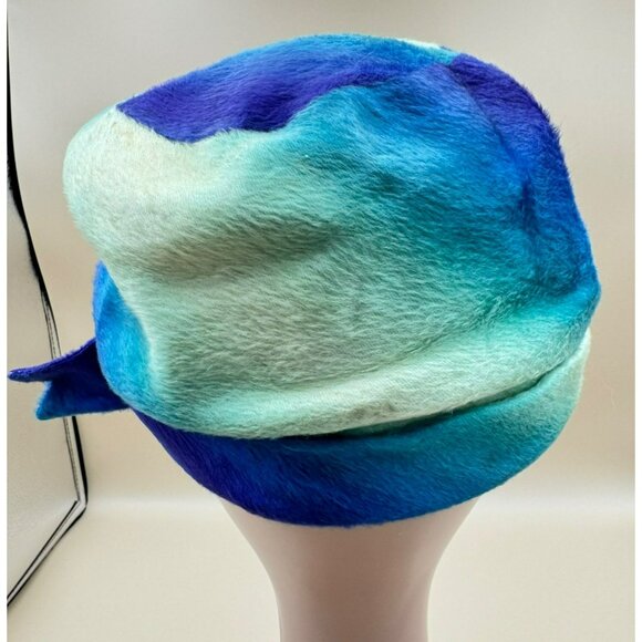 Vintage 1950s Miss Lucille for Frost Bros Felt Hat Turban Style Ombre Blue - Picture 3 of 8